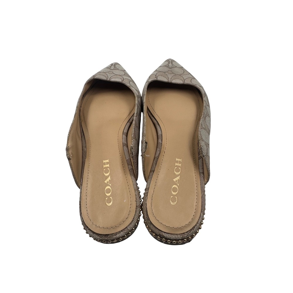 Coach Womens Signature C Jacquard Pointed Toe Mules Khaki Brown Size 9.5 - Picture 8 of 12